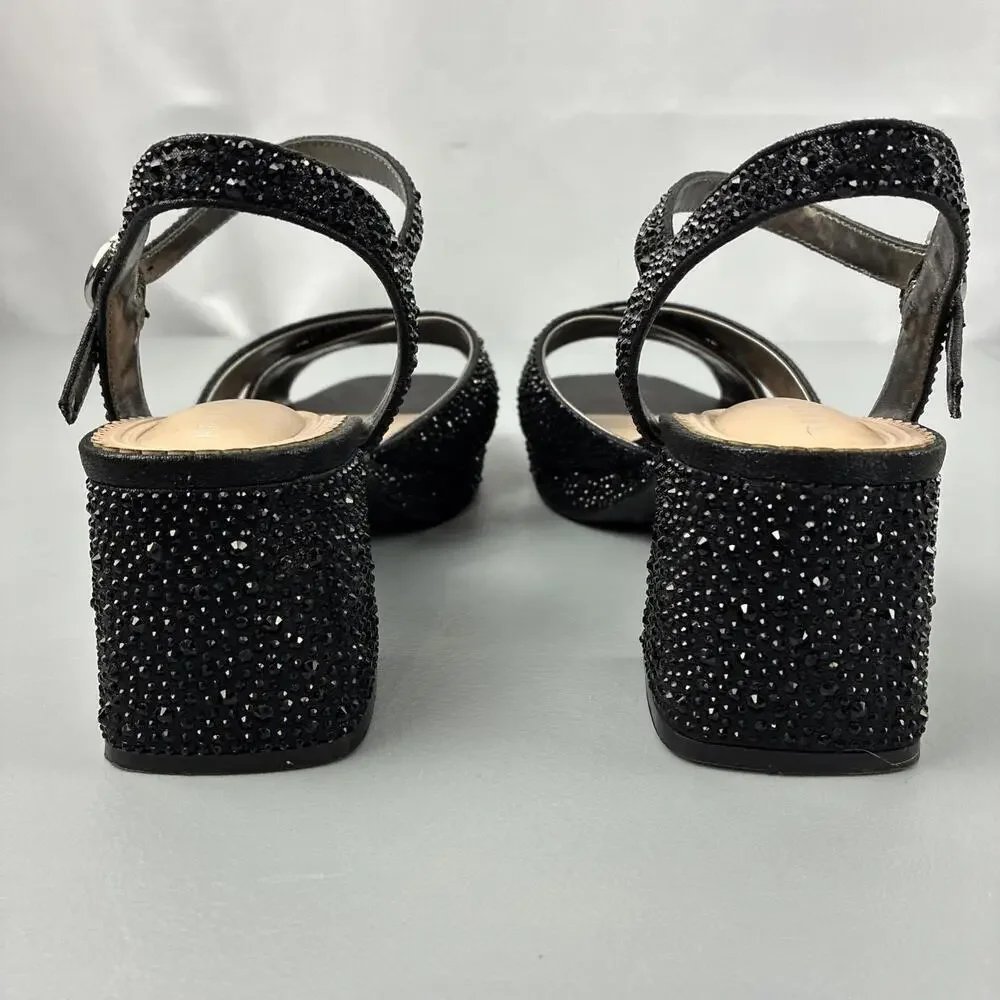 Kelly & Katie Liliena Platform Sandals Black with Rhinestones Sz 7.5W - Picture 4 of 8